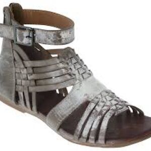 Roan Bed Stu Silver Gladiator Sandals with Ankle Strap